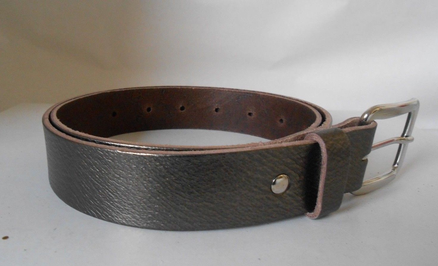 Casual Belt Metallic Pewter | Heritage Leathergoods Co Ltd